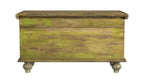 33" Brown and Green Wood Distressed Coffee Table