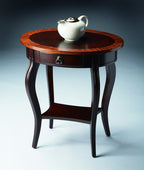 25" Brown Wood Oval Coffee Table With Drawer And Shelf