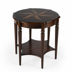 28" Brown Wood Round Coffee Table With Shelf