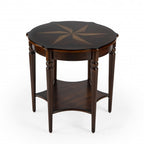 28" Brown Wood Round Coffee Table With Shelf