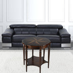 28" Brown Wood Round Coffee Table With Shelf