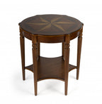 28" Brown Wood Round Coffee Table With Shelf