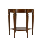 28" Brown Wood Round Coffee Table With Shelf