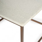 24" White and Copper Genuine Marble and Metal Square Coffee Table