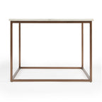 24" White and Copper Genuine Marble and Metal Square Coffee Table