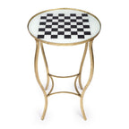 19" White and Gold Glass and Metal Round Coffee Table
