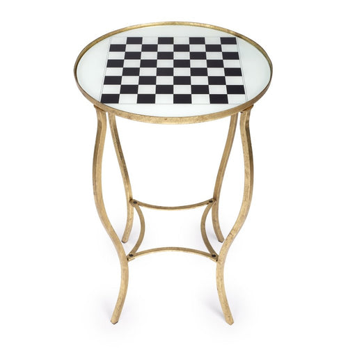 19" White and Gold Glass and Metal Round Coffee Table