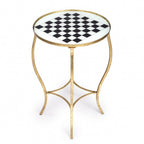 19" White and Gold Glass and Metal Round Coffee Table