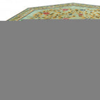 29" Green Wood Hexagon Abstract Floral Coffee Table