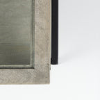 42" Gray and Black Glass and Metal Square Coffee Table With Shelf
