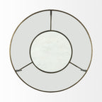 36" Clear and Bronze Glass and Metal Round Coffee Table With Shelf