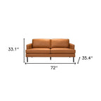 72" Brown Polyester Sofa With Black Legs