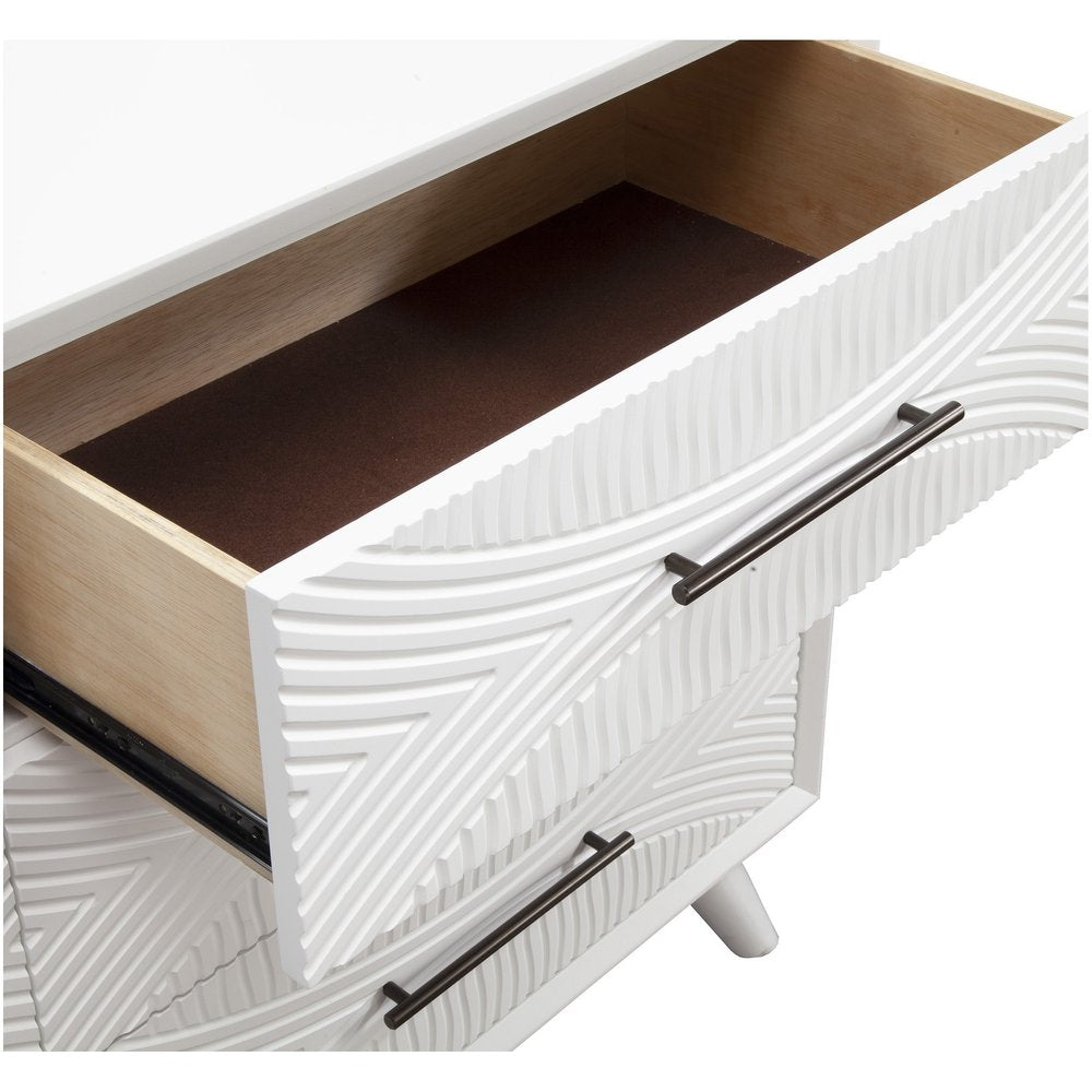 26" Solid Wood and Wood Two Drawer Nightstand