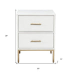 26" Solid Wood and Wood Two Drawer Nightstand