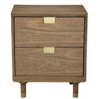 25" Solid Wood and Wood Two Drawer Nightstand
