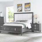29" Dark Gray Solid Wood and Wood Two Drawer Nightstand