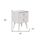 26" Solid Wood and Wood Two Drawer Nightstand