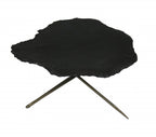 Set of Two Brown Stone and Iron Free Form Bunching Coffee Tables