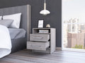 20" Light Gray Wood Two Drawer Nightstand
