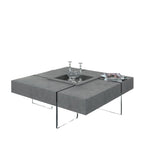 47" Gray and Clear Concrete And Glass Square Solid Coffee Table