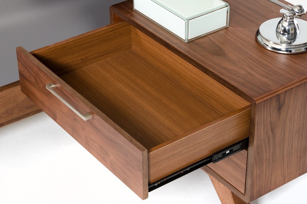 18" Wood and Solid Wood Two Drawer Nightstand