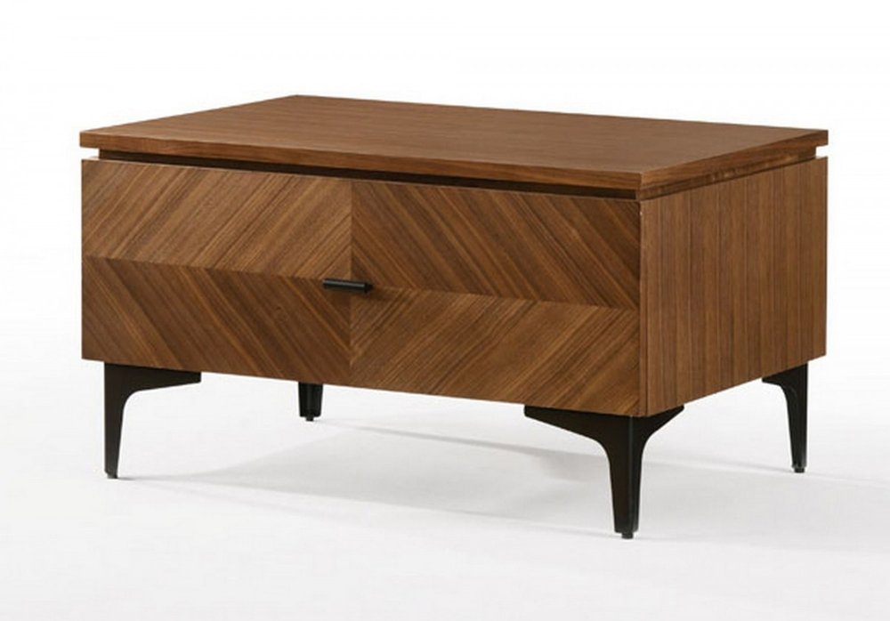 16" Solid Wood and Wood One Drawer Nightstand