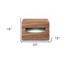 16" Wood Lighted Two Drawer Nightstand