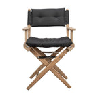 23" Black and Brown Solid Wood Indoor Outdoor Director Chair with Black Cushion