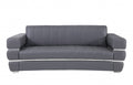89" Dark Gray Italian Leather Sofa With Silver Legs