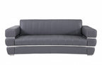89" Dark Gray Italian Leather Sofa With Silver Legs