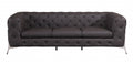 93" Brown Italian Leather Chesterfield Sofa With Silver Legs