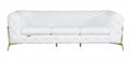 93" White Italian Leather Chesterfield Sofa With Silver Legs