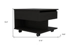 22" Black Manufactured Wood Rectangular Lift Top Coffee Table With Drawer