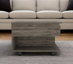 22" Dark Brown Manufactured Wood Rectangular Lift Top Coffee Table With Drawer