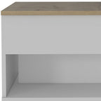 22" White And Light Oak Manufactured Wood Rectangular Coffee Table With Drawer