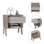 22" Light Gray Wood One Drawer Nightstand