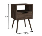 25" Wood One Drawer Nightstand