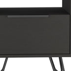 22" Black Wood One Drawer Nightstand