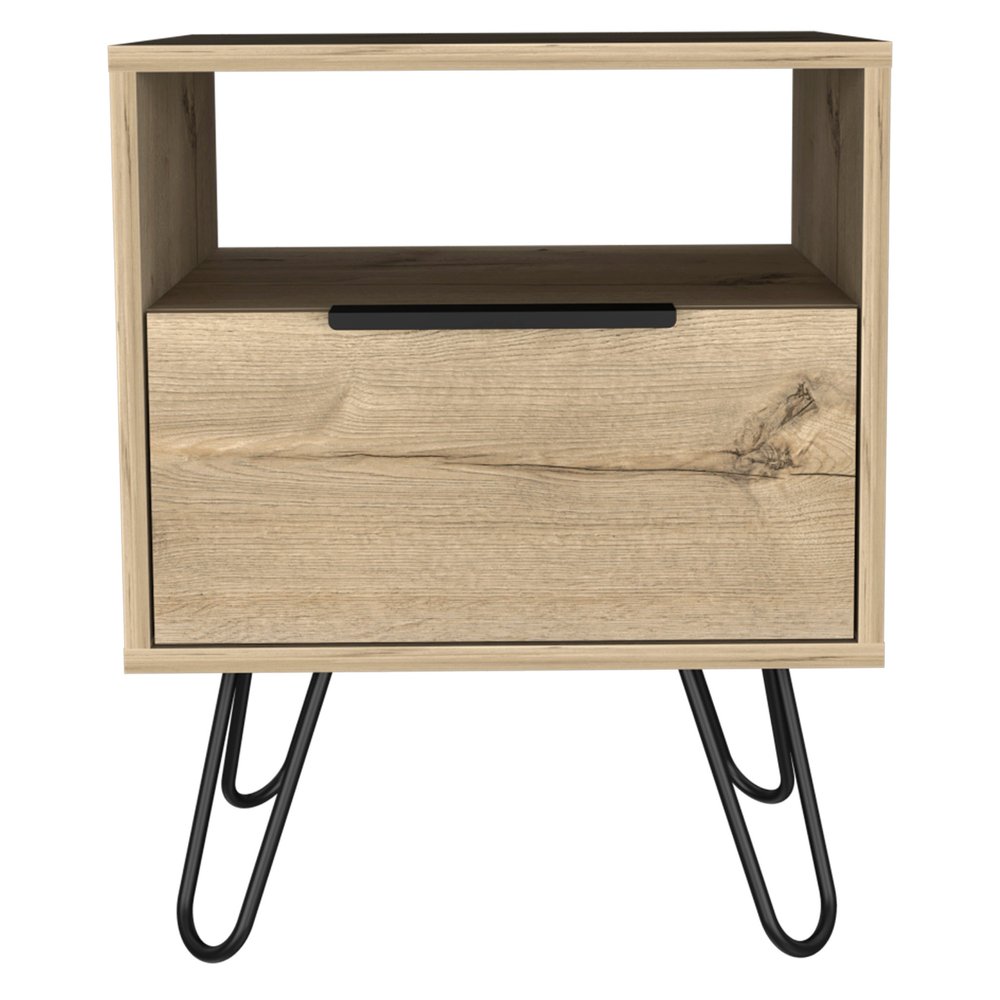 22" Oak Wood One Drawer Nightstand