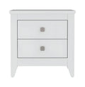 24" White Wood Two Drawer Nightstand