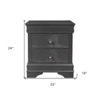 24" Gray Wood Shagreen Two Drawer Nightstand