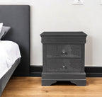 24" Gray Wood Shagreen Two Drawer Nightstand