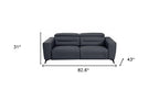 83" Gray Italian Leather USB Reclining Sofa With Black Legs