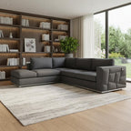 Dark Gray Italian Leather L Shaped Two Piece Corner Sectional