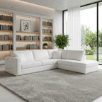 White Italian Leather Reclining L Shaped Two Piece Corner Sectional