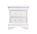 24" White Wood Lighted Two Drawer Nightstand