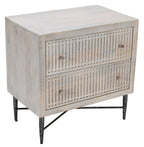 28" Ivory Solid Wood Two Drawer Nightstand