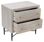 28" Ivory Solid Wood Two Drawer Nightstand
