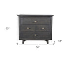 30" Gray Solid Wood Four Drawer Nightstand
