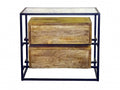 28" Natural Solid Wood and Glass Two Drawer Nightstand